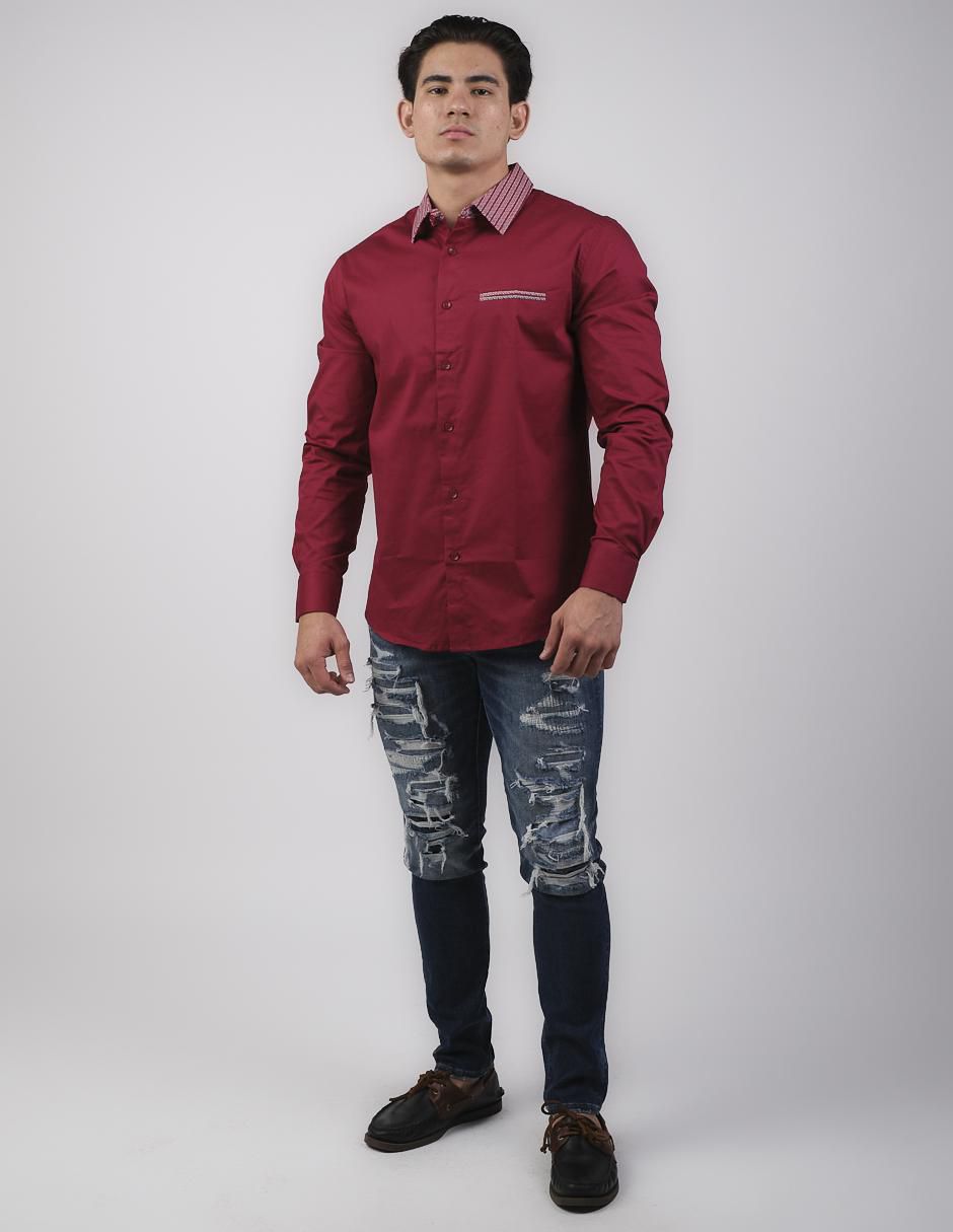 Camisa casual de algodón manga larga para hombre