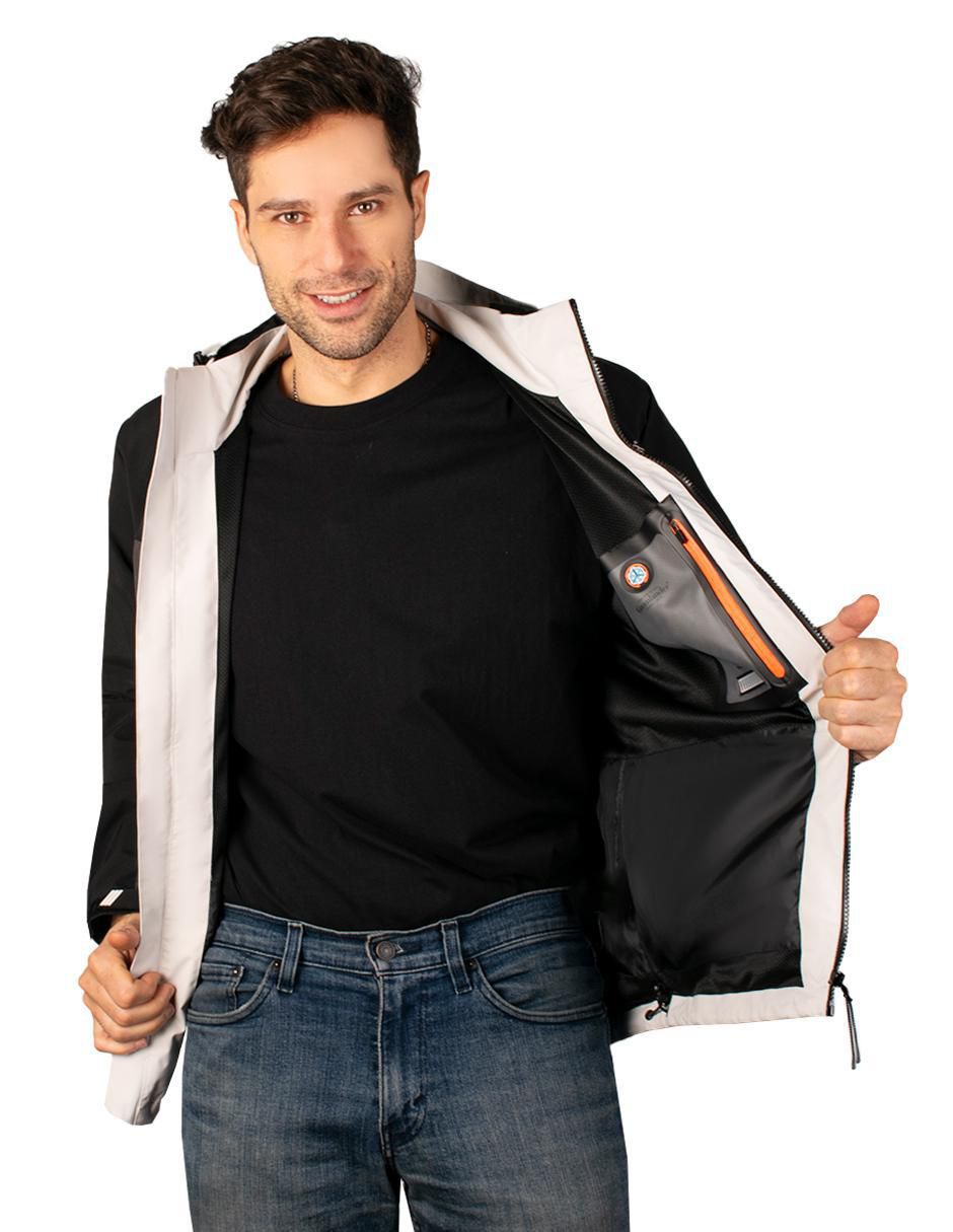 Chamarra casual impermeable capucha desmontable para hombre 2