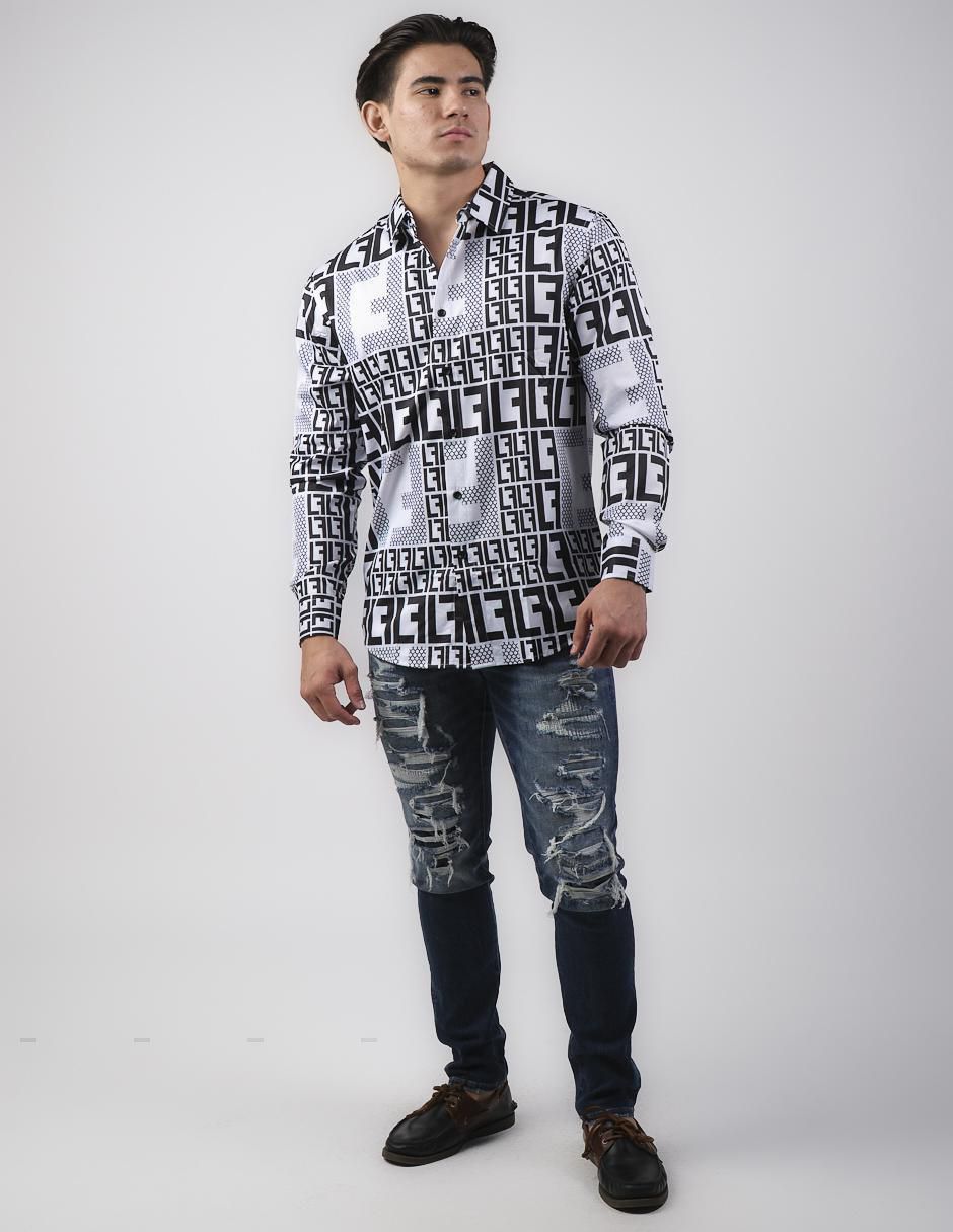 Camisa casual Pavini manga larga para hombre