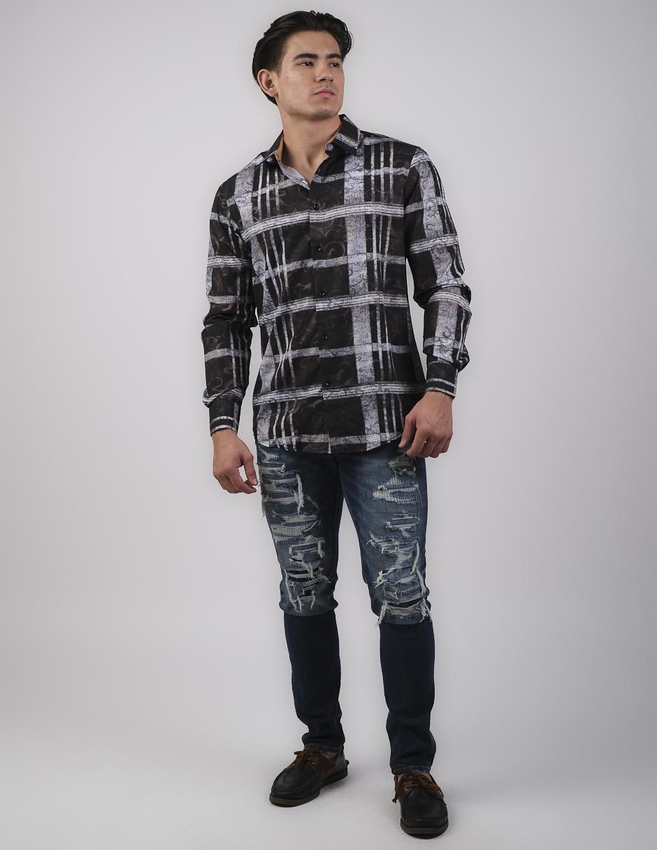 Camisa casual manga larga para hombre