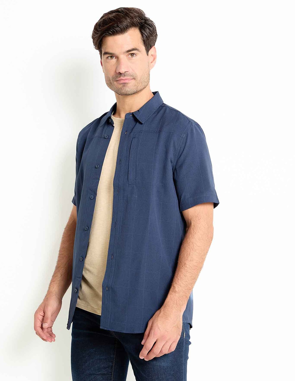 Camisa casual de algodón manga corta para hombre