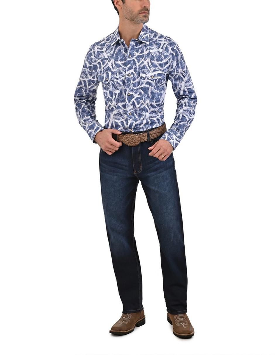Camisa casual de algodón manga larga para hombre