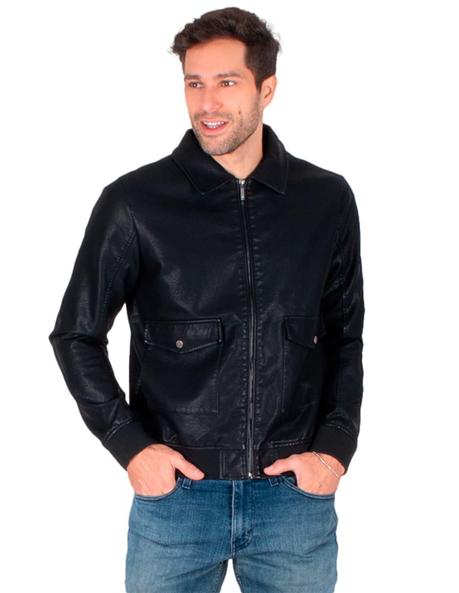 Chamarra casual impermeable de piel con bolsillos para hombre Chamarra casual impermeable de piel con bolsillos para hombre