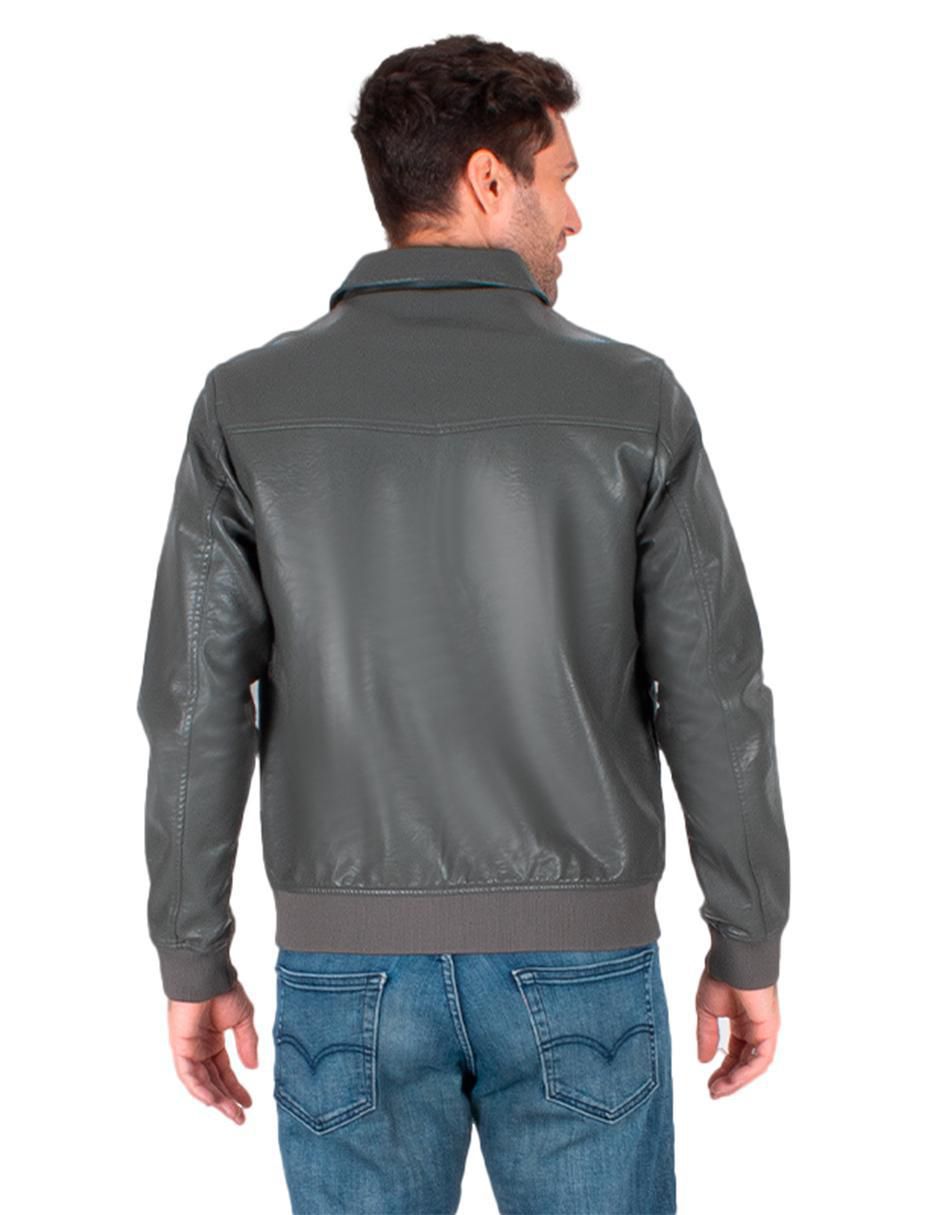 Chamarra casual impermeable de piel con bolsillos para hombre 5