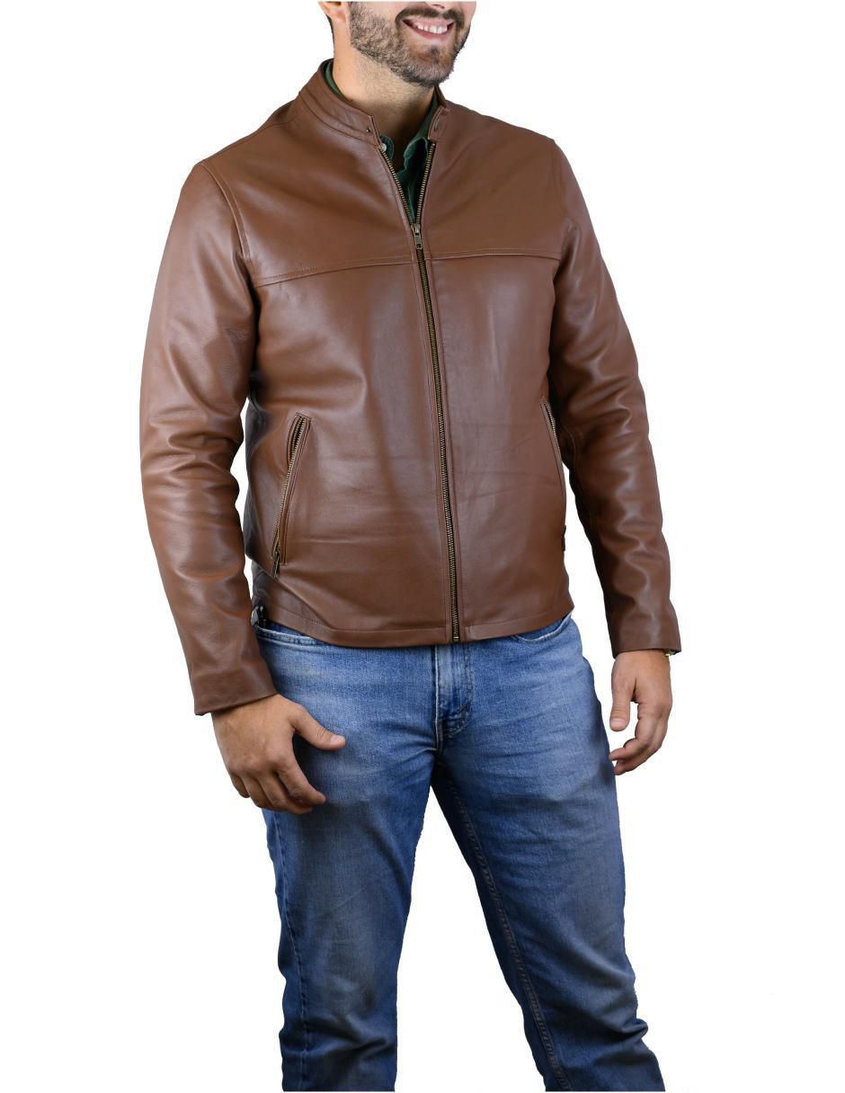 Chamarra casual impermeable de piel para hombre 2