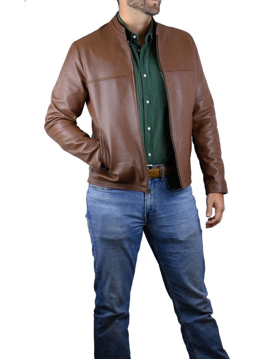 Chamarra casual impermeable de piel para hombre 3
