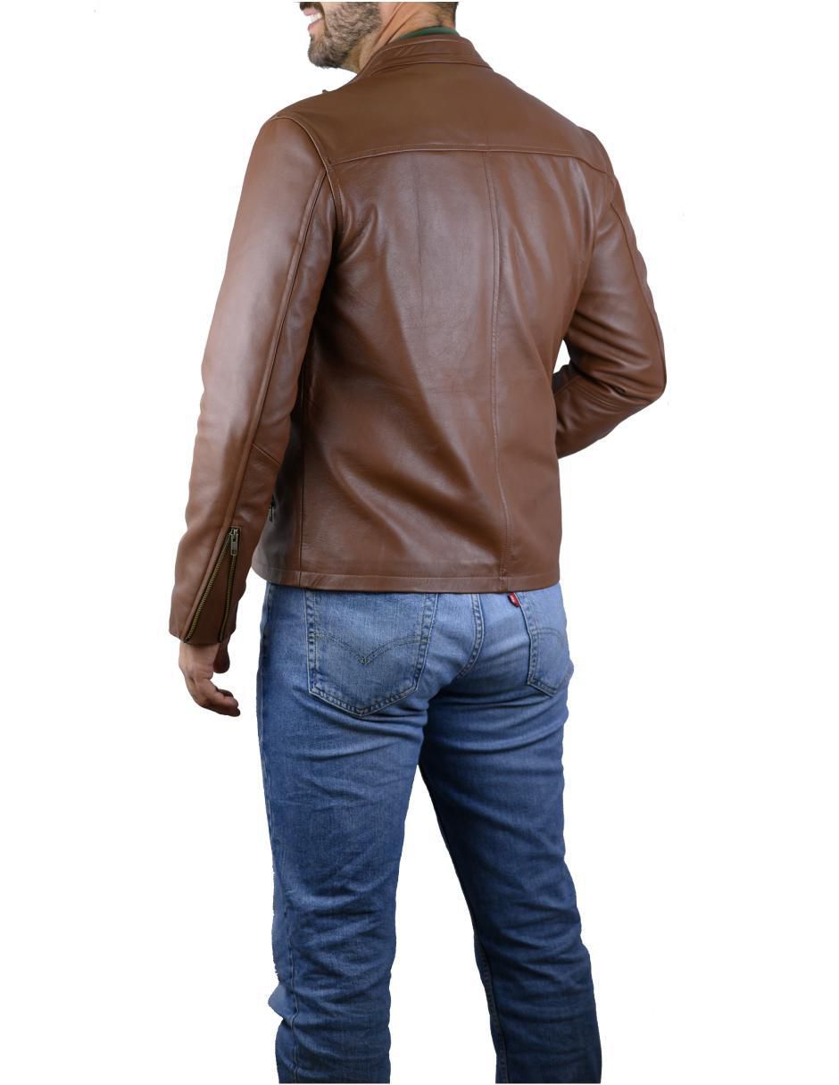 Chamarra casual impermeable de piel para hombre 4