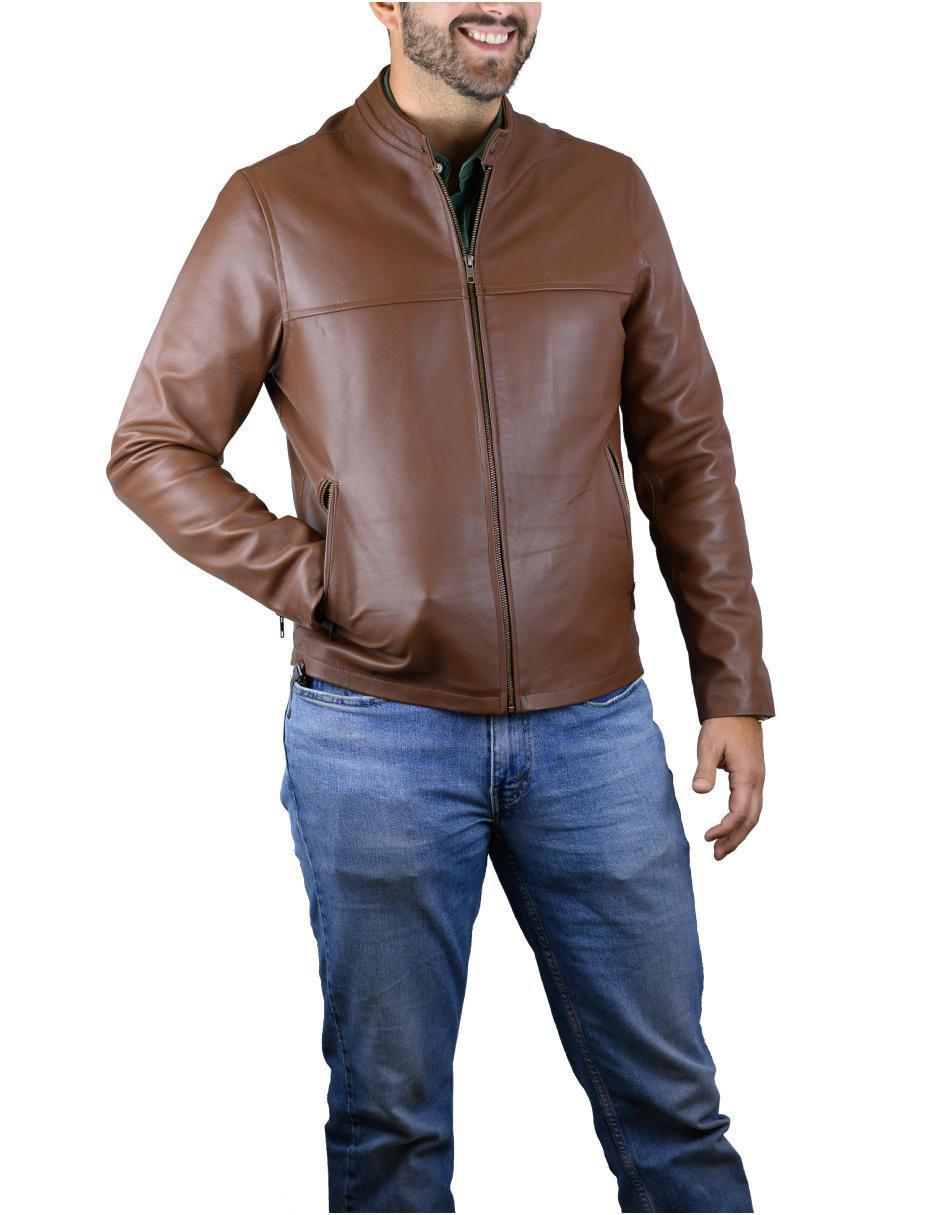 Chamarra casual impermeable de piel para hombre 5