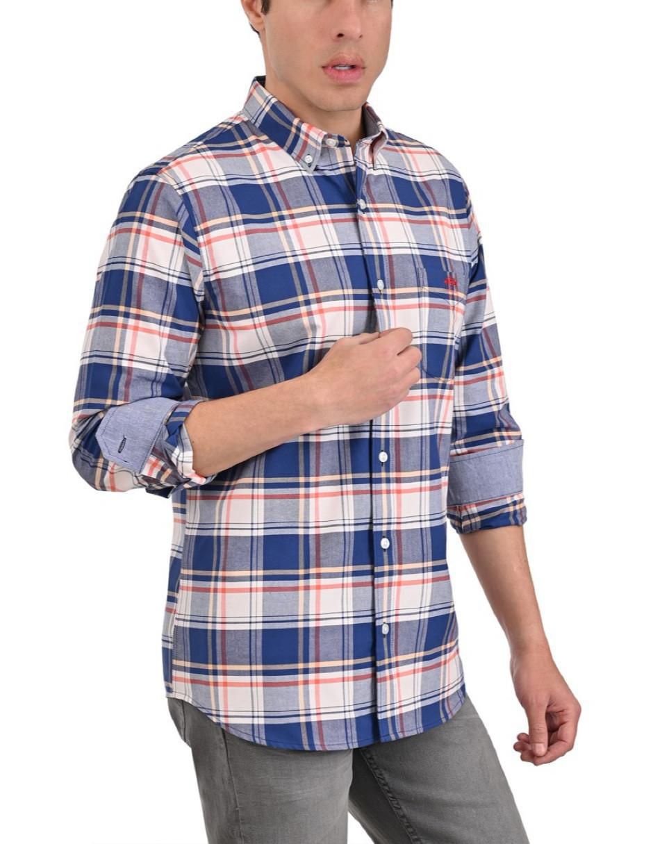 Camisa casual de algodón manga larga para hombre