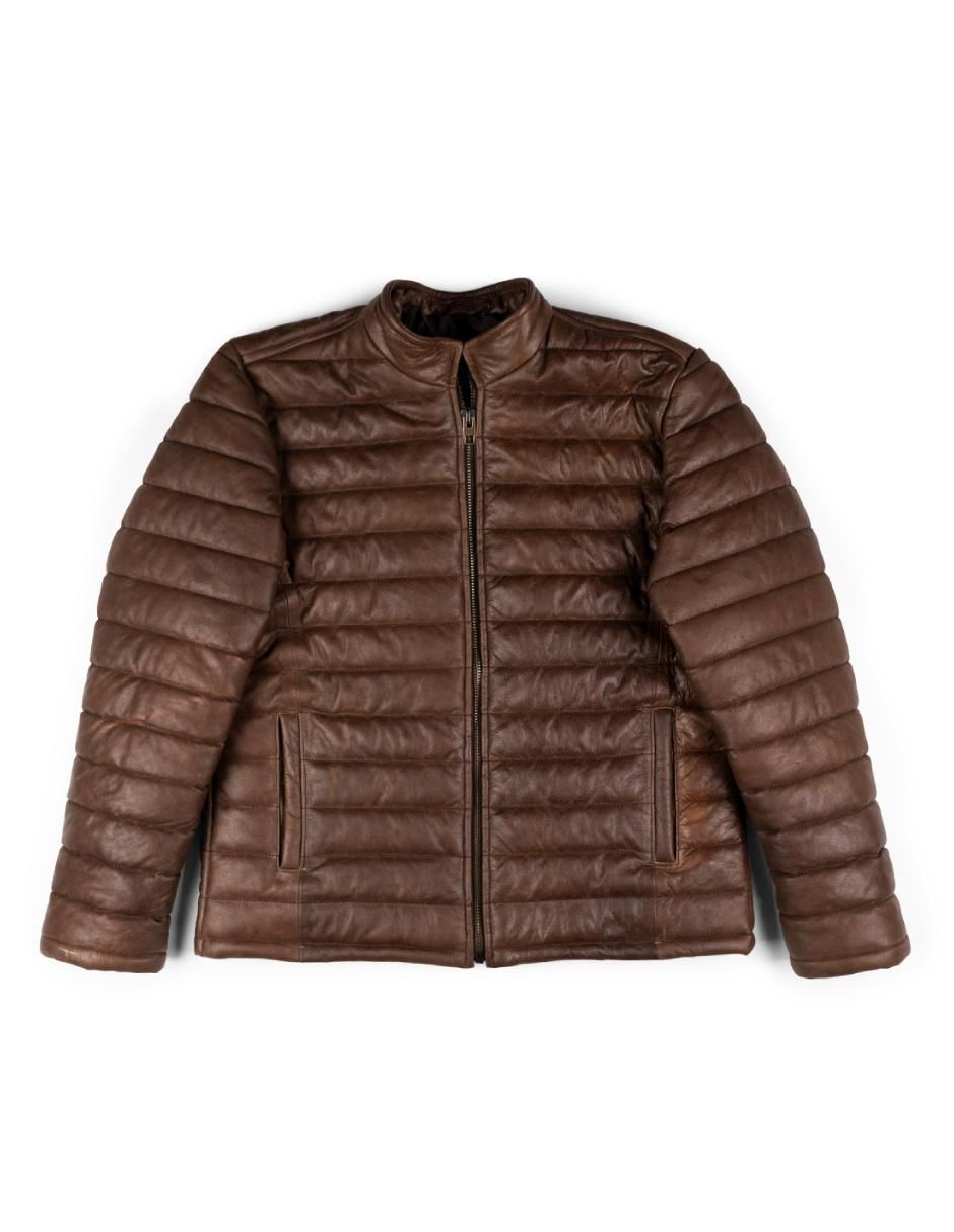 Chamarra acolchada de piel para hombre