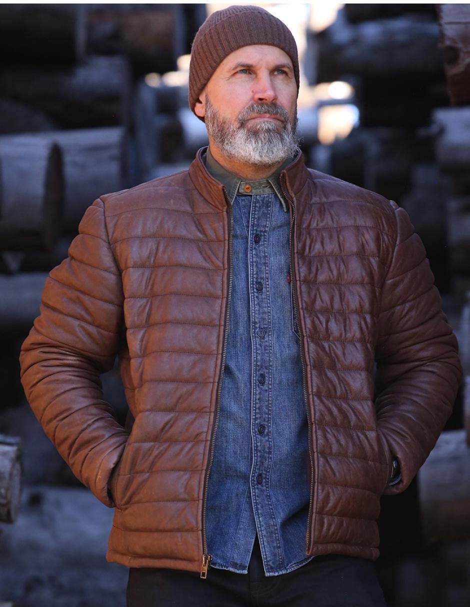 Chamarra acolchada Lastwolf de piel para hombre