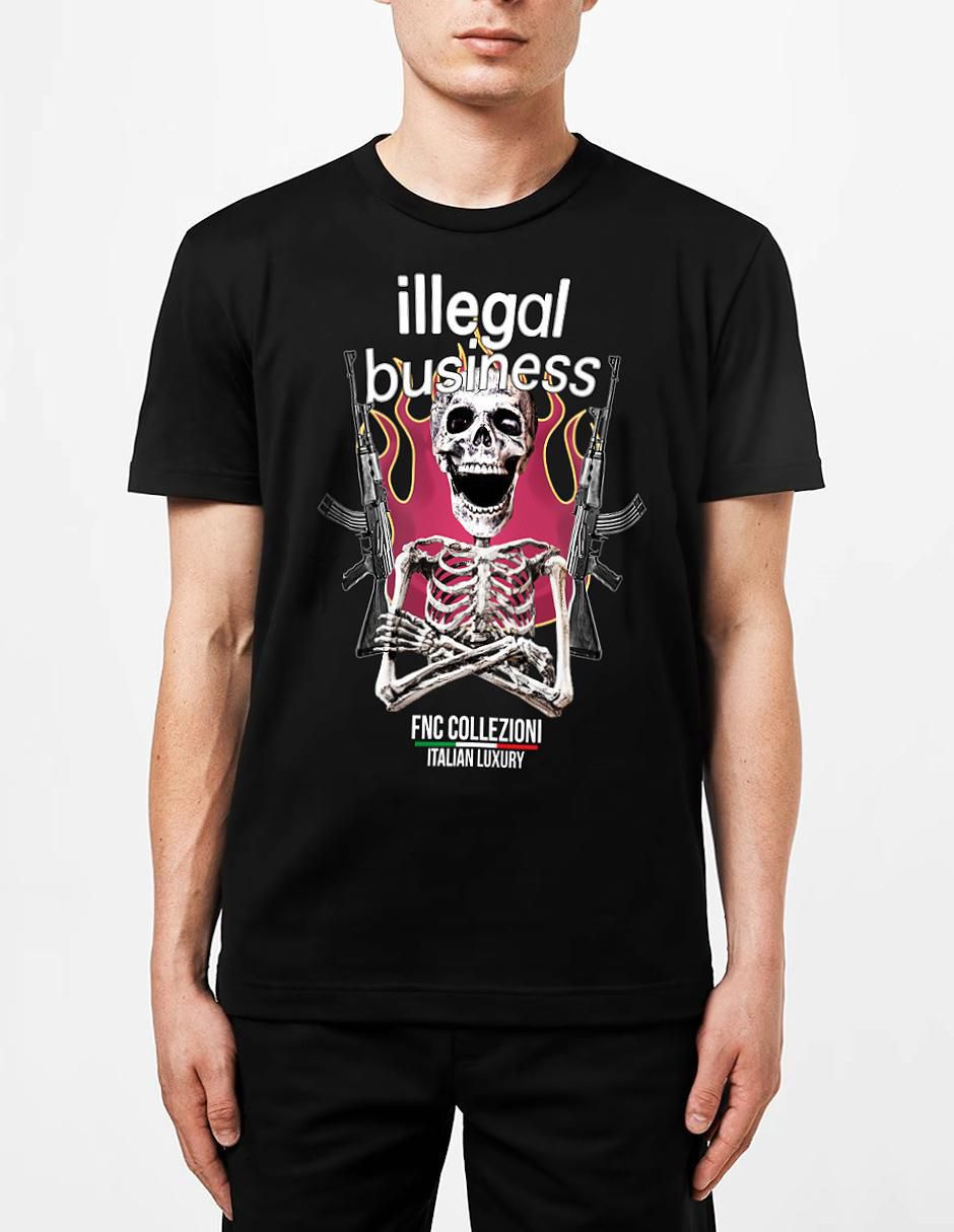 Playera Illegal Business Calavera cuello redondo para hombre Playera Illegal Business Calavera cuello redondo para hombre