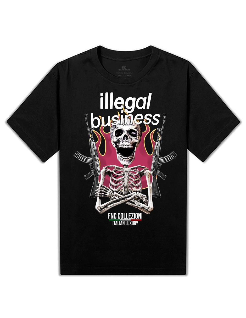 Playera Illegal Business Calavera cuello redondo para hombre 2