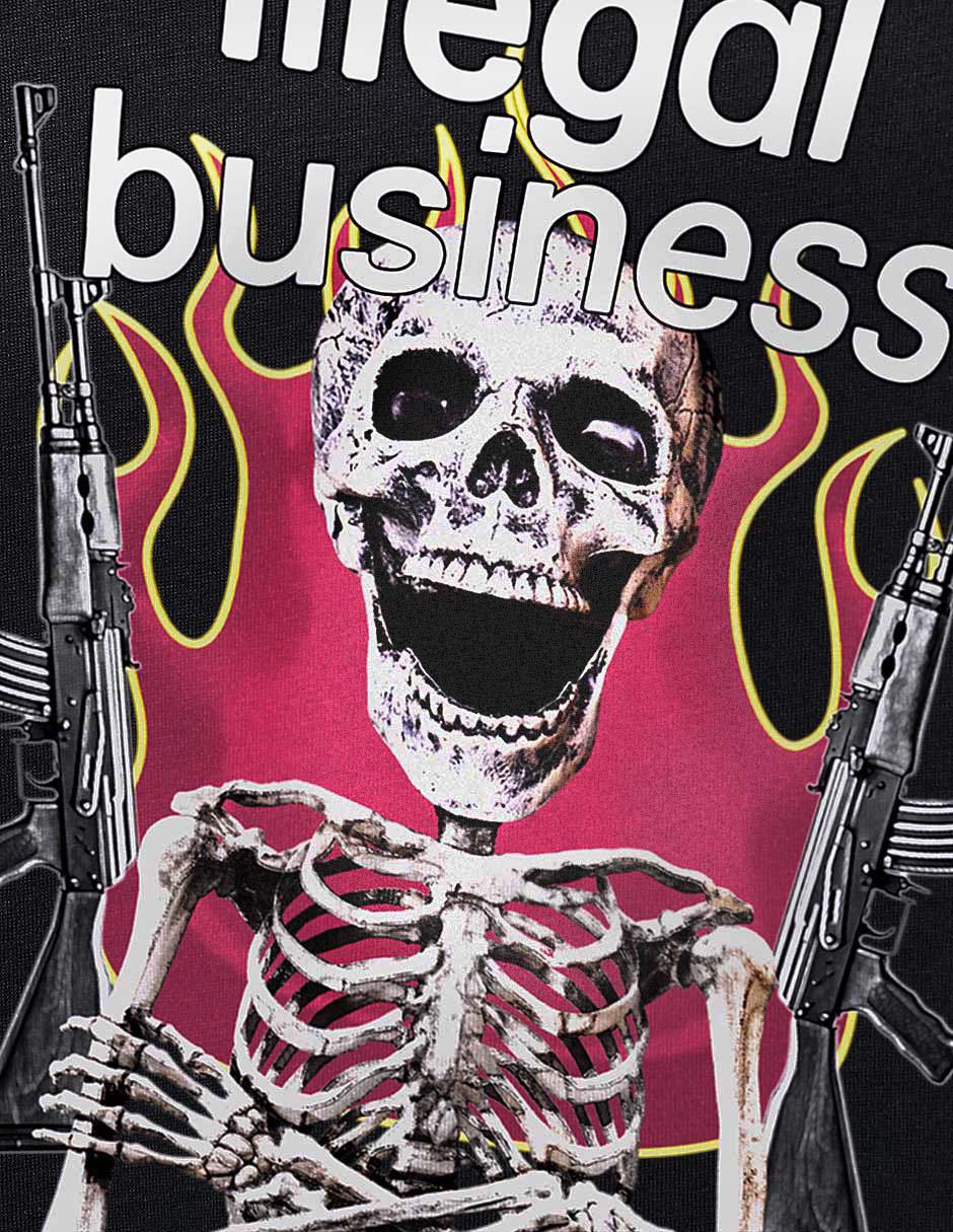 Playera Illegal Business Calavera cuello redondo para hombre 3