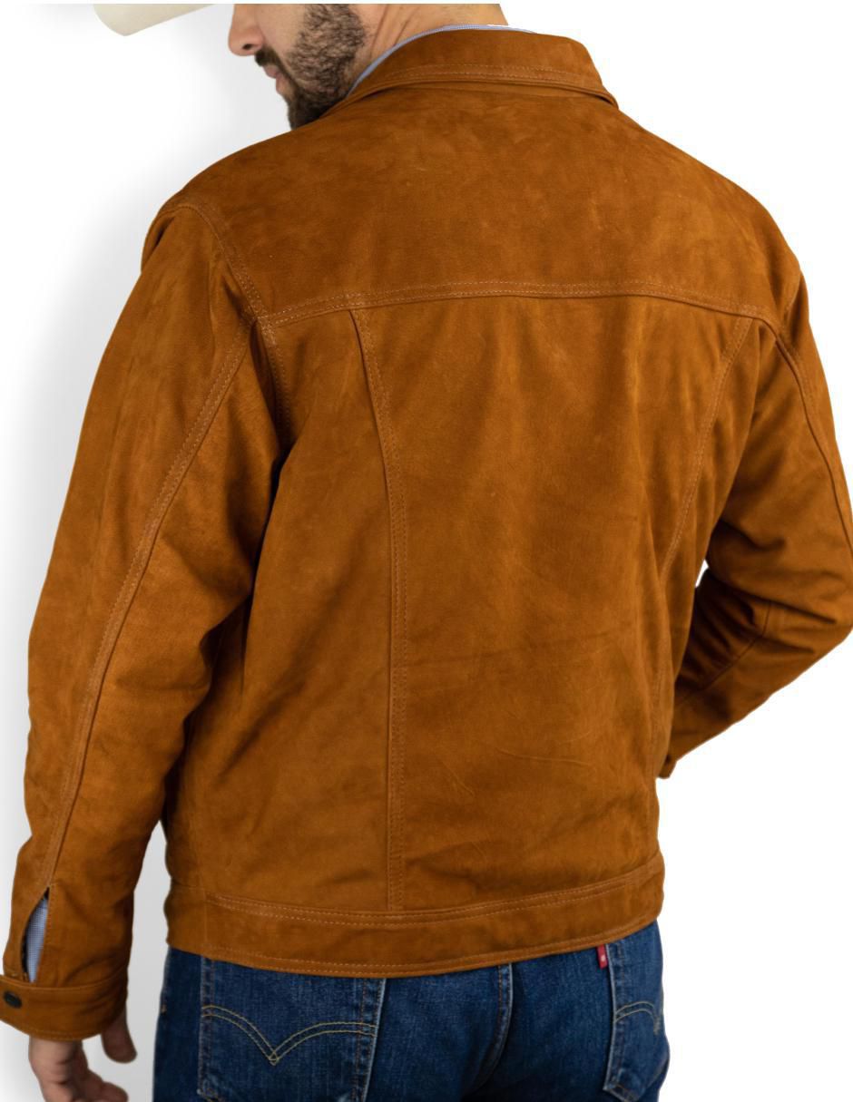 Chamarra casual Tacalero de piel con bolsillos para hombre