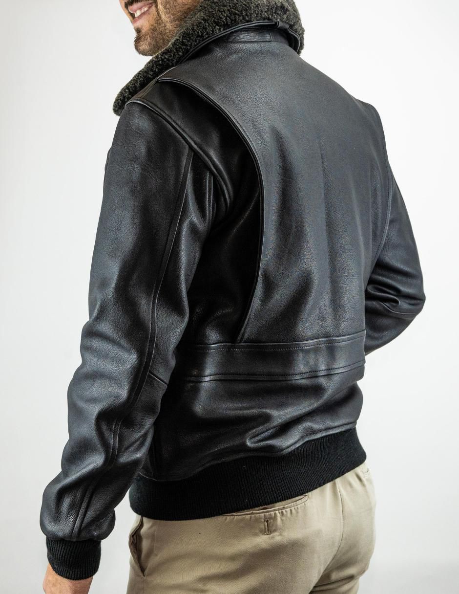 Chamarra casual de piel para hombre 2