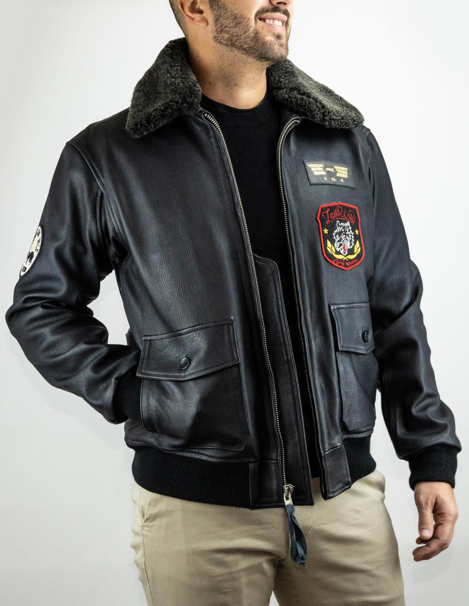 Chamarra casual de piel para hombre 5