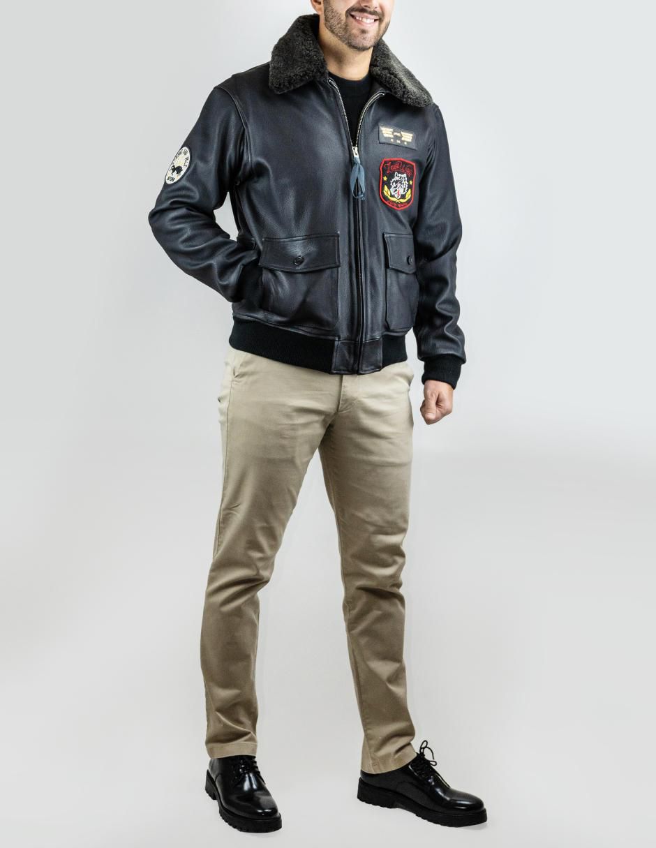 Chamarra casual de piel para hombre 6