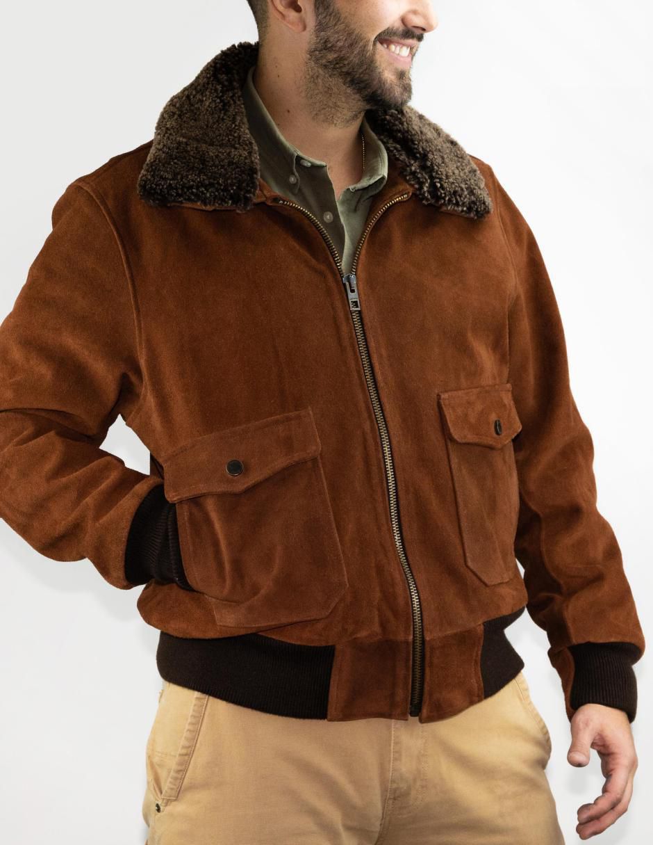 Chamarra casual de piel para hombre Chamarra casual de piel para hombre