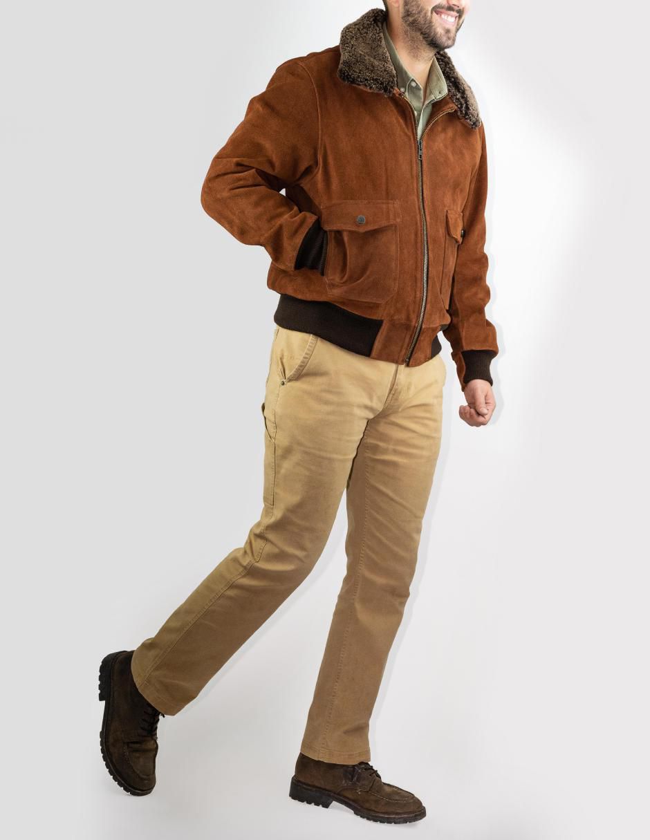 Chamarra casual de piel para hombre 5