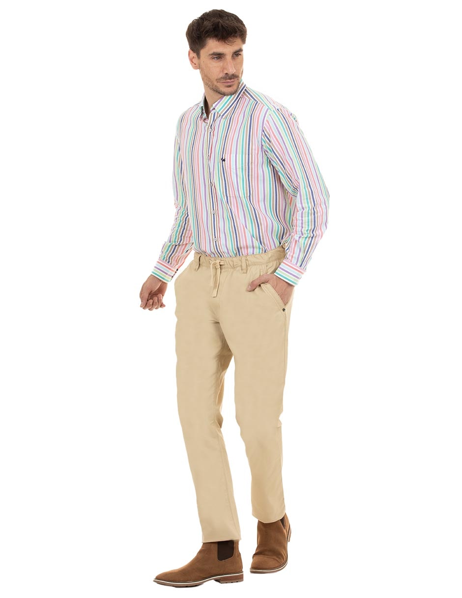 Pantalón de vestir regular de algodón para hombre 4