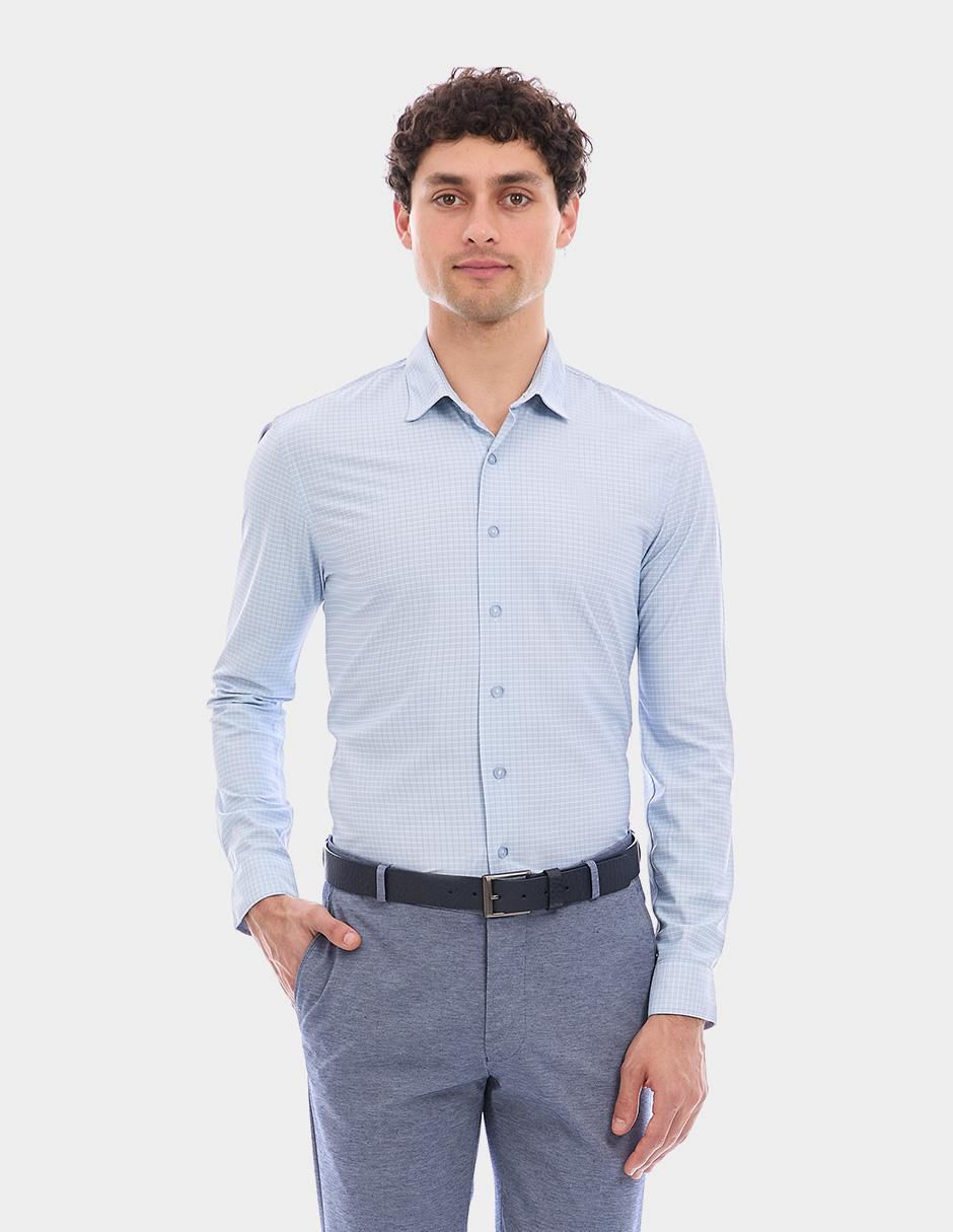 Camisa business casual de poliéster manga larga para hombre Camisa business casual de poliéster manga larga para hombre