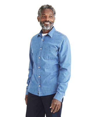 Camisa casual de algodón manga larga para hombre