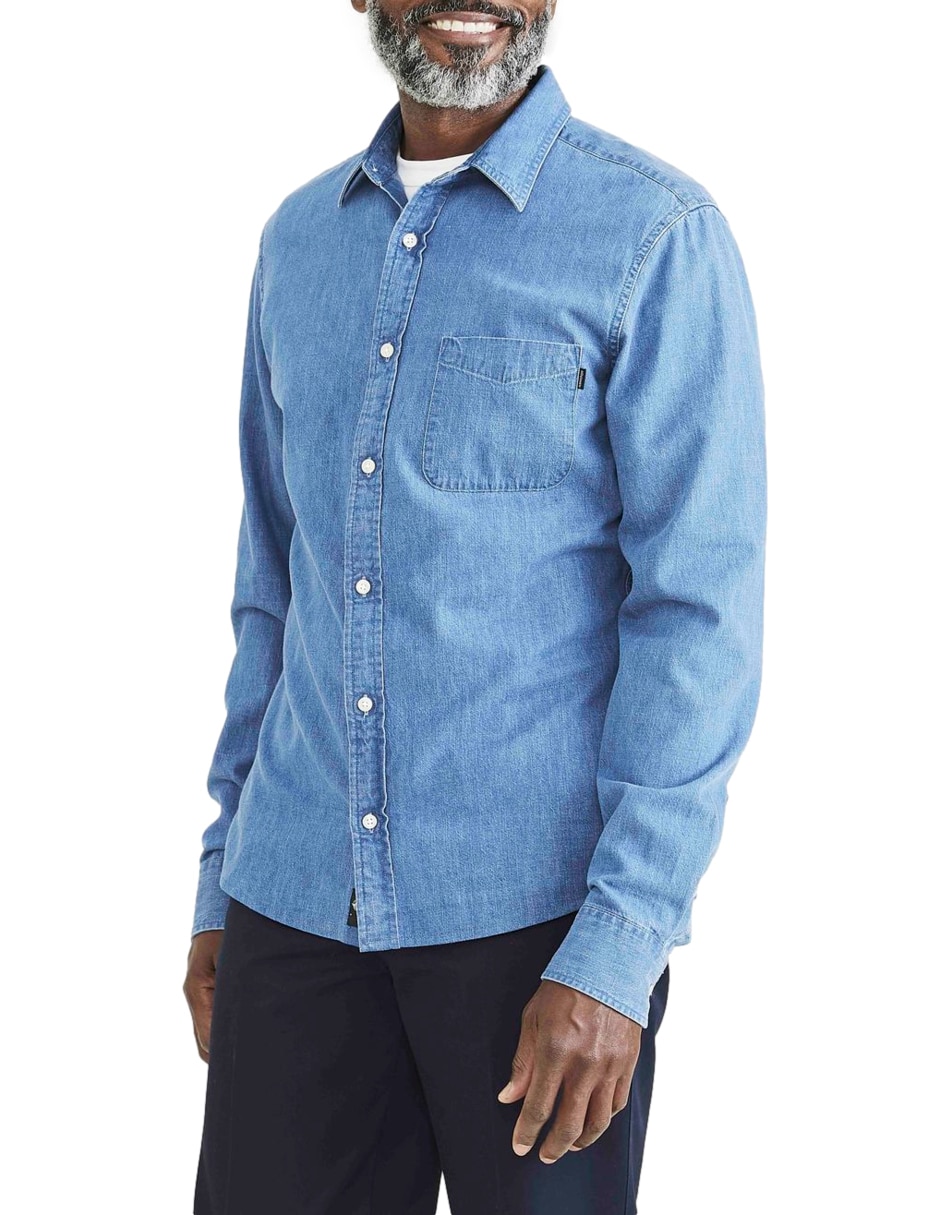 Camisa casual Dockers de algodón manga larga para hombre