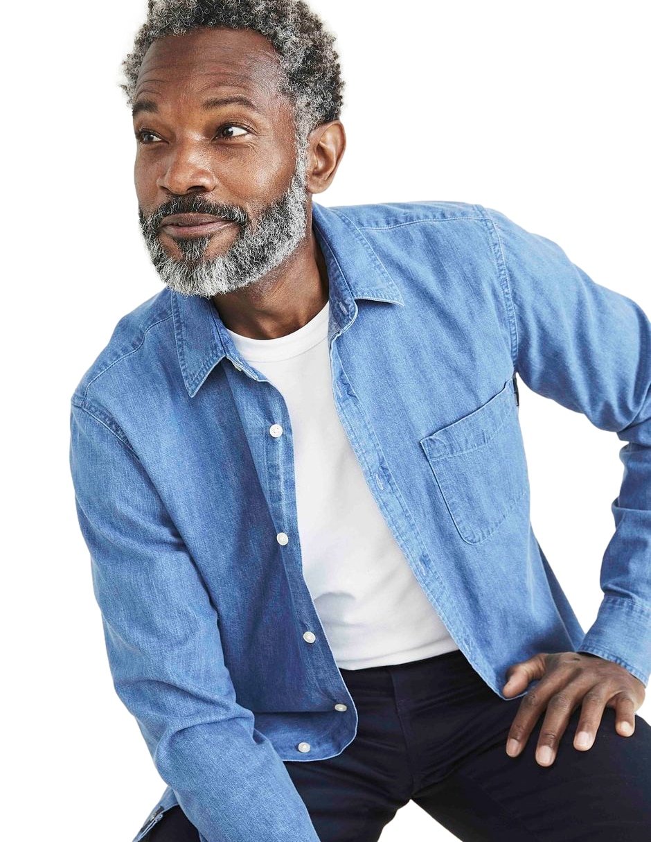 Camisa casual Dockers de algodón manga larga para hombre