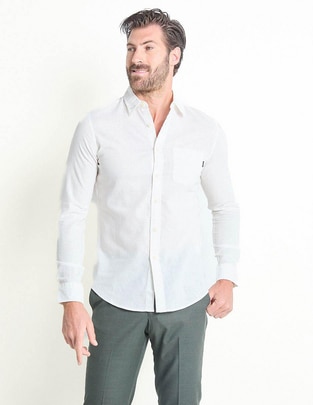 Camisa casual de algodón manga larga para hombre Camisa casual de algodón manga larga para hombre