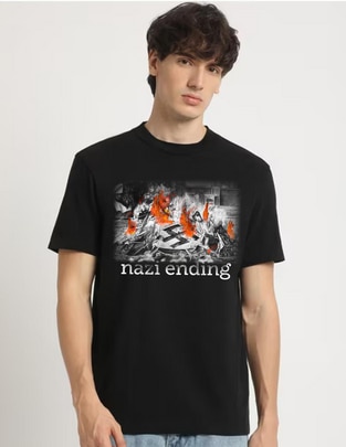 Playera Anti Nazi Hitler Quema Esvásticas Panfletos cuello redondo para hombre 1