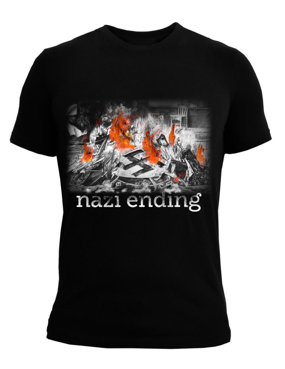 Playera Anti Nazi Hitler Quema Esvásticas Panfletos cuello redondo para hombre 4