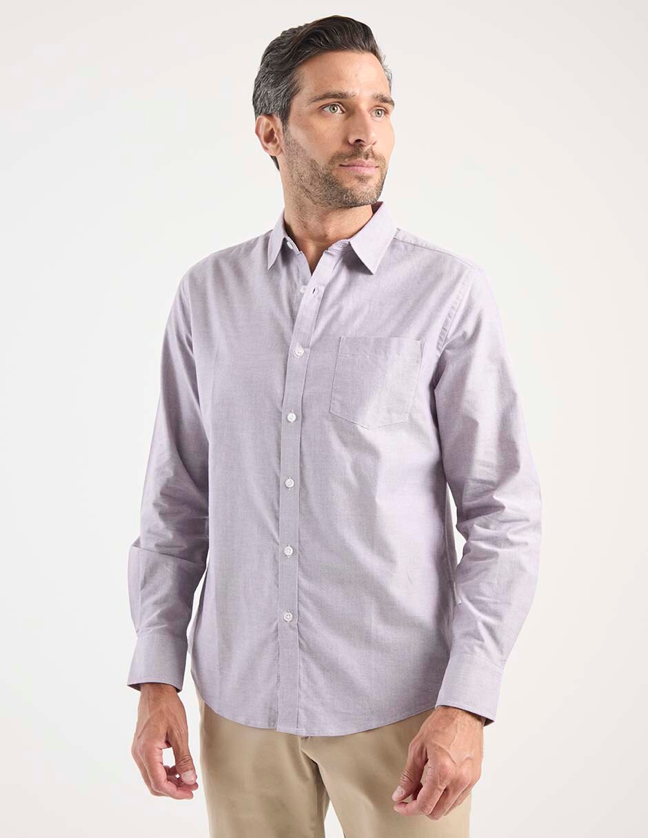 Camisa casual de algodón manga larga para hombre