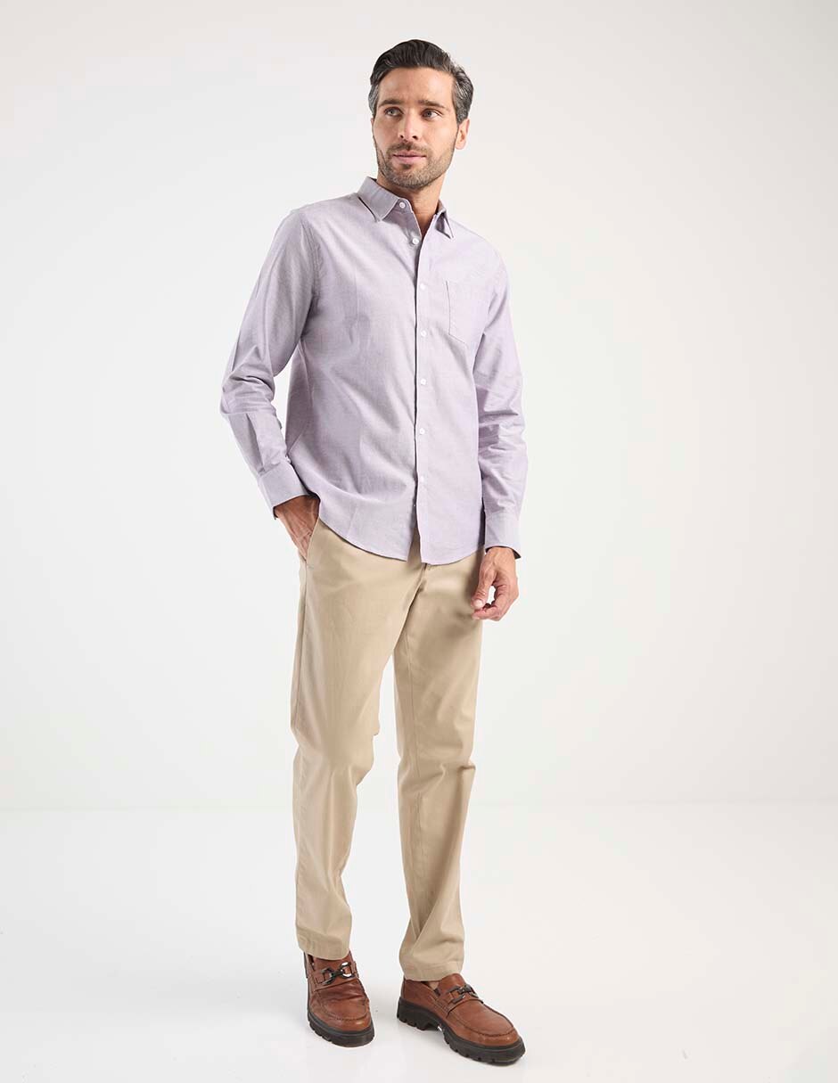 Camisa casual de algodón manga larga para hombre