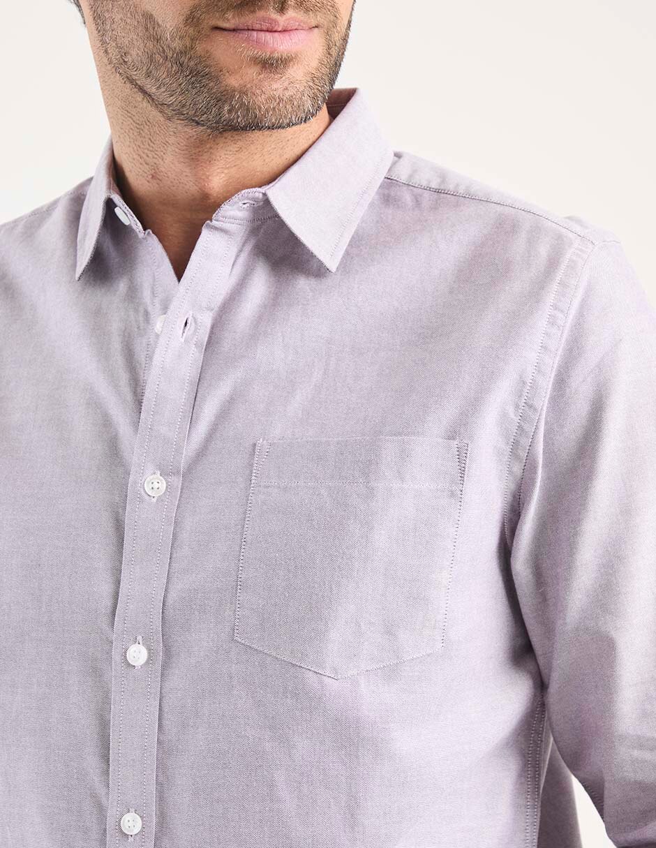 Camisa casual de algodón manga larga para hombre