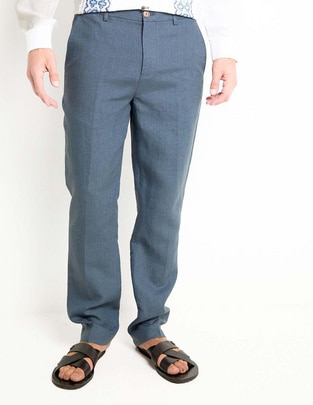 Pantalón casual slim de lino para hombre