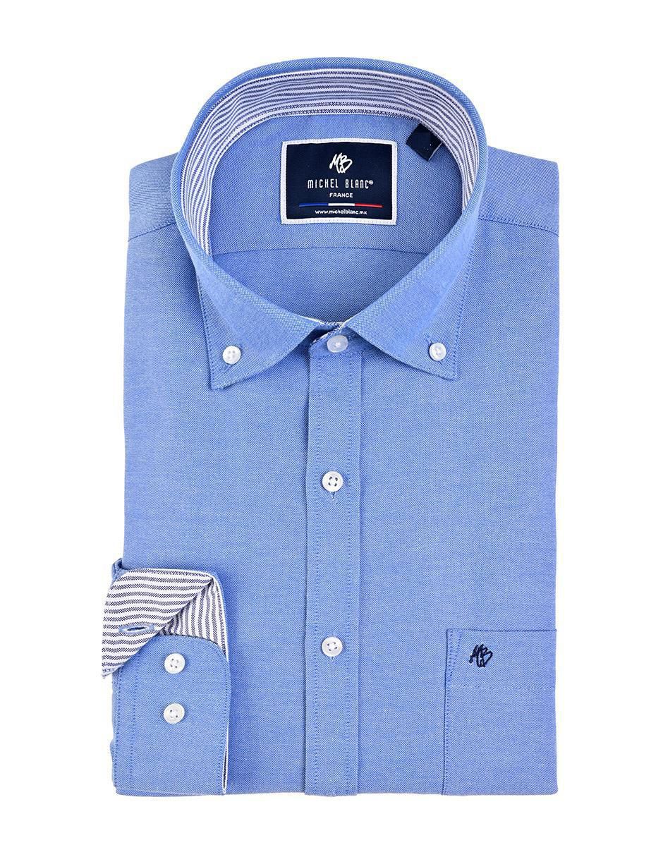Camisa casual Michel Blanc de algodón manga larga para hombre