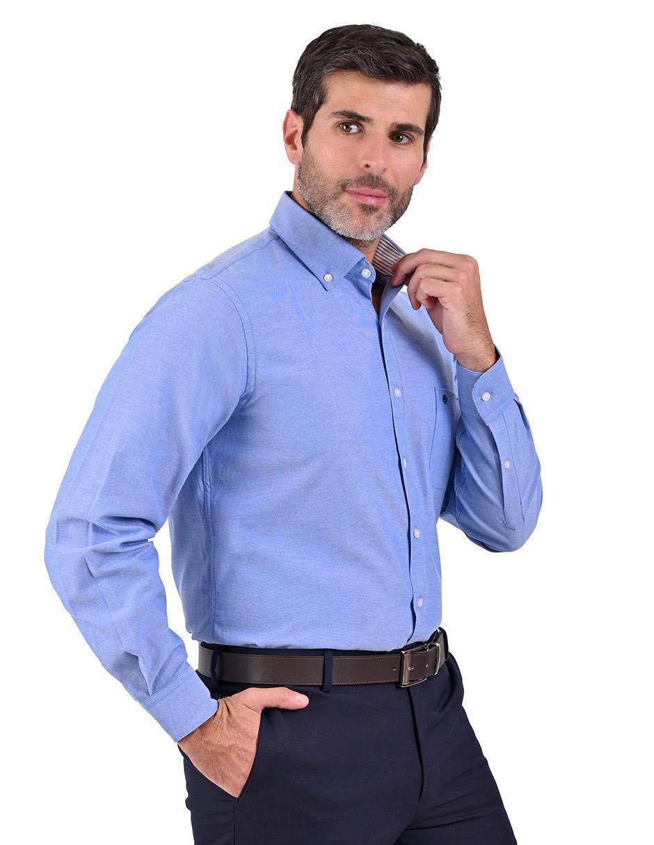 Camisa casual Michel Blanc de algodón manga larga para hombre
