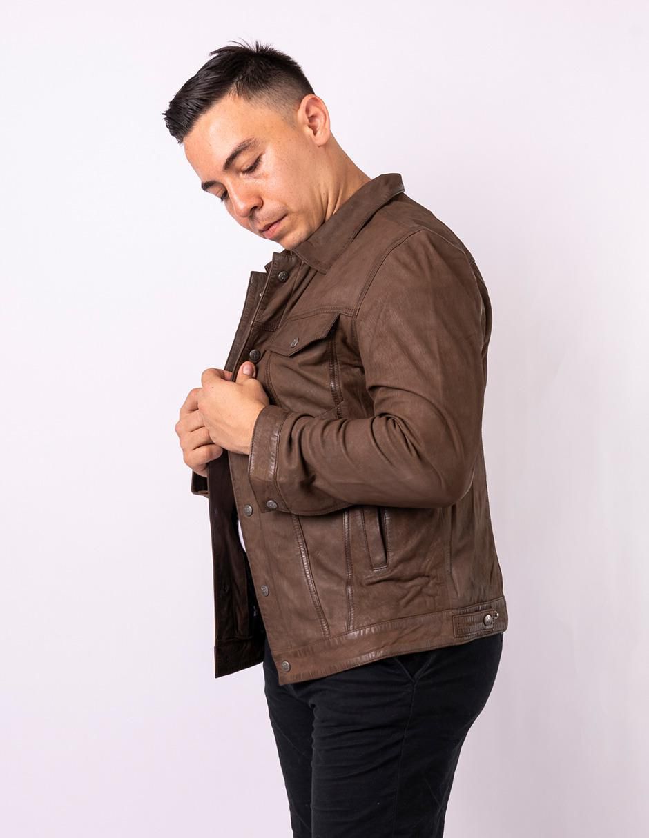 Chamarra casual impermeable de piel para hombre 2