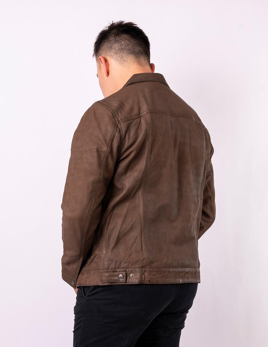 Chamarra casual impermeable de piel para hombre 3