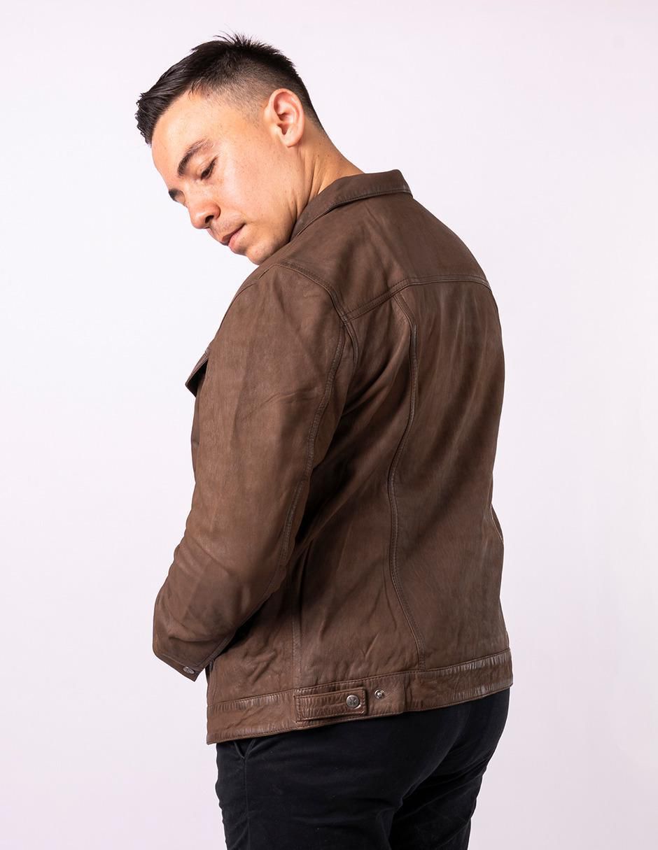 Chamarra casual impermeable de piel para hombre 4