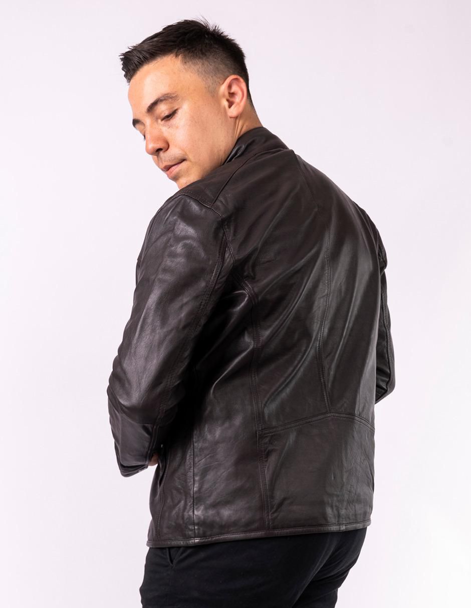 Chamarra casual impermeable de piel para hombre 2