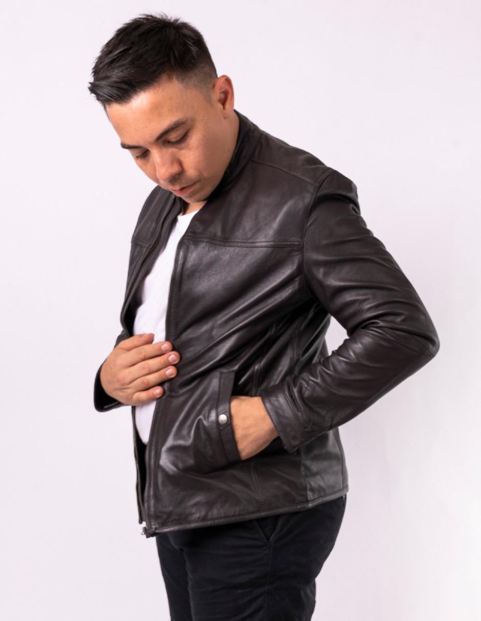 Chamarra casual impermeable de piel para hombre 3