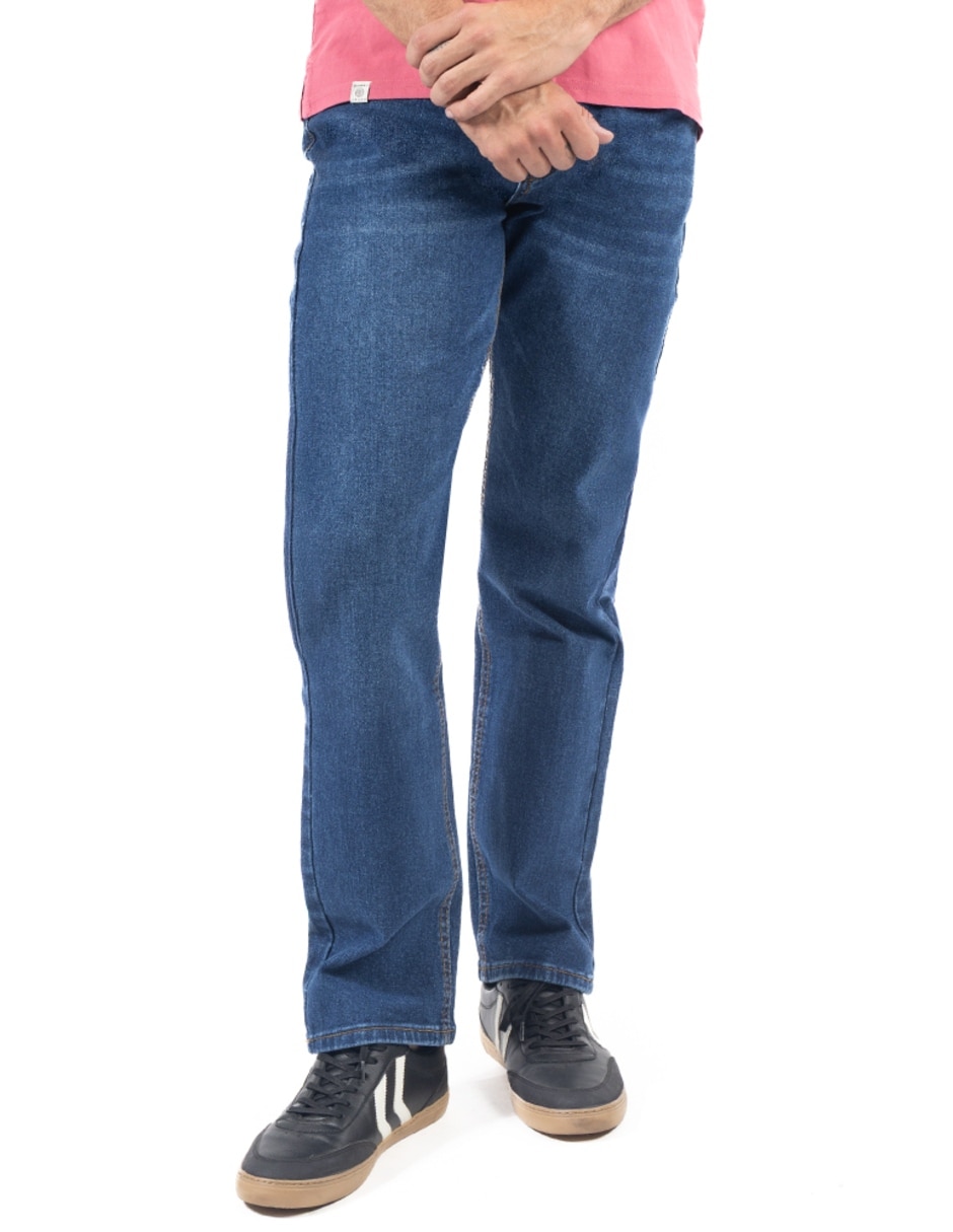 Jeans relaxed straight lavado medio para hombre