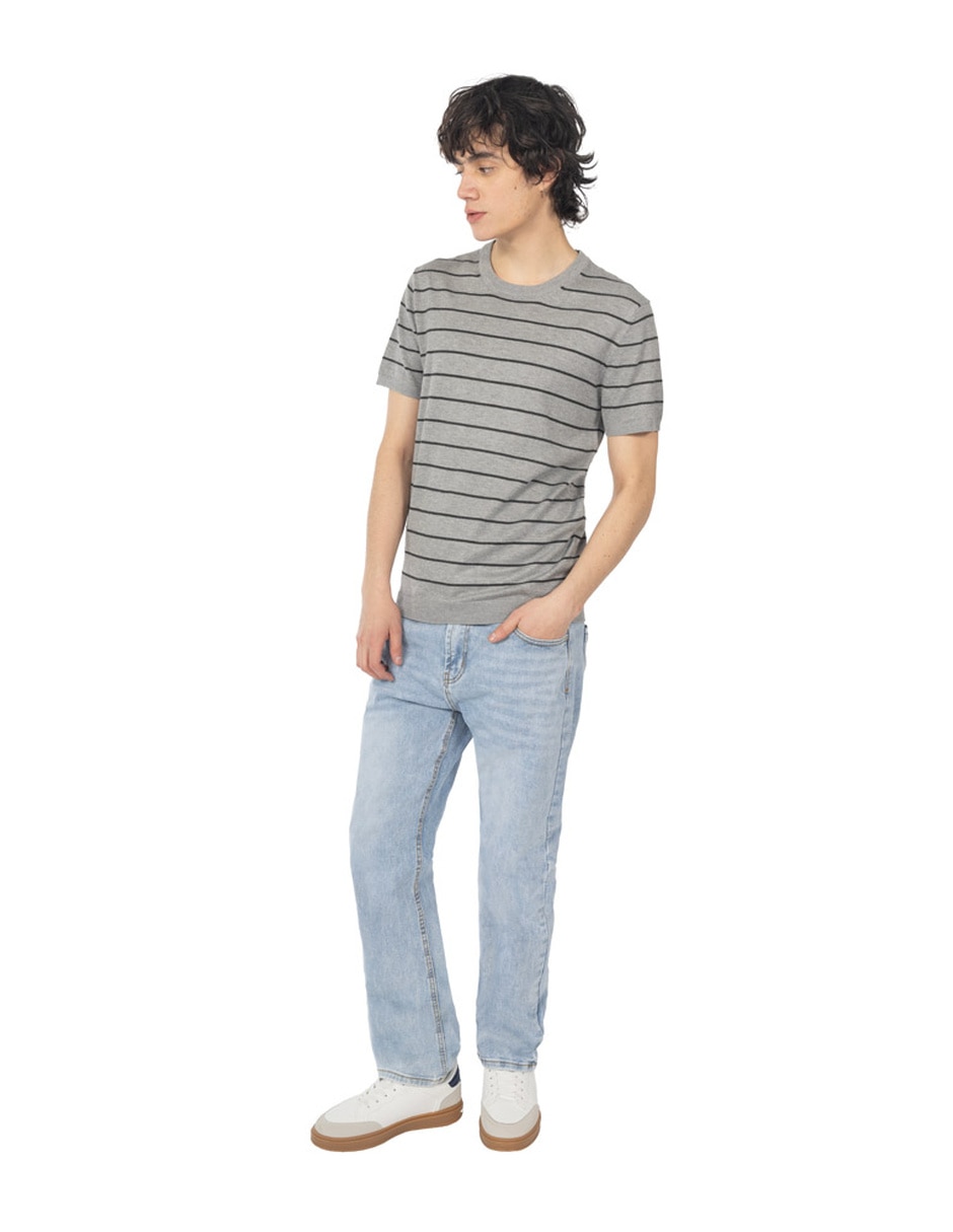 Jeans relaxed straight lavado medio para hombre 4