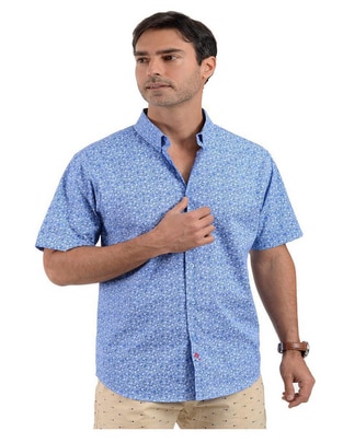 Camisa playa de algodón manga corta para hombre