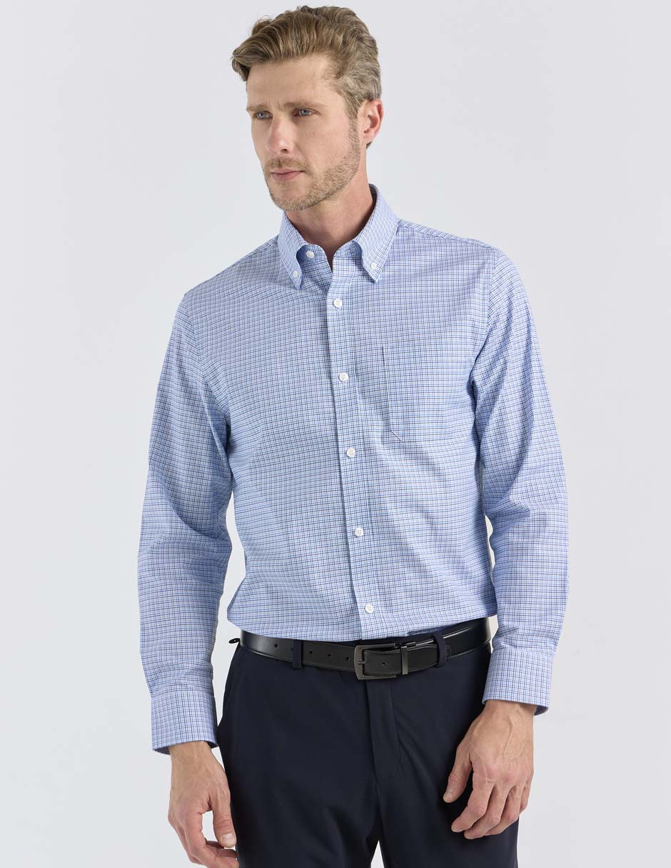 Camisa business casual Haggar de algodón manga larga para hombre