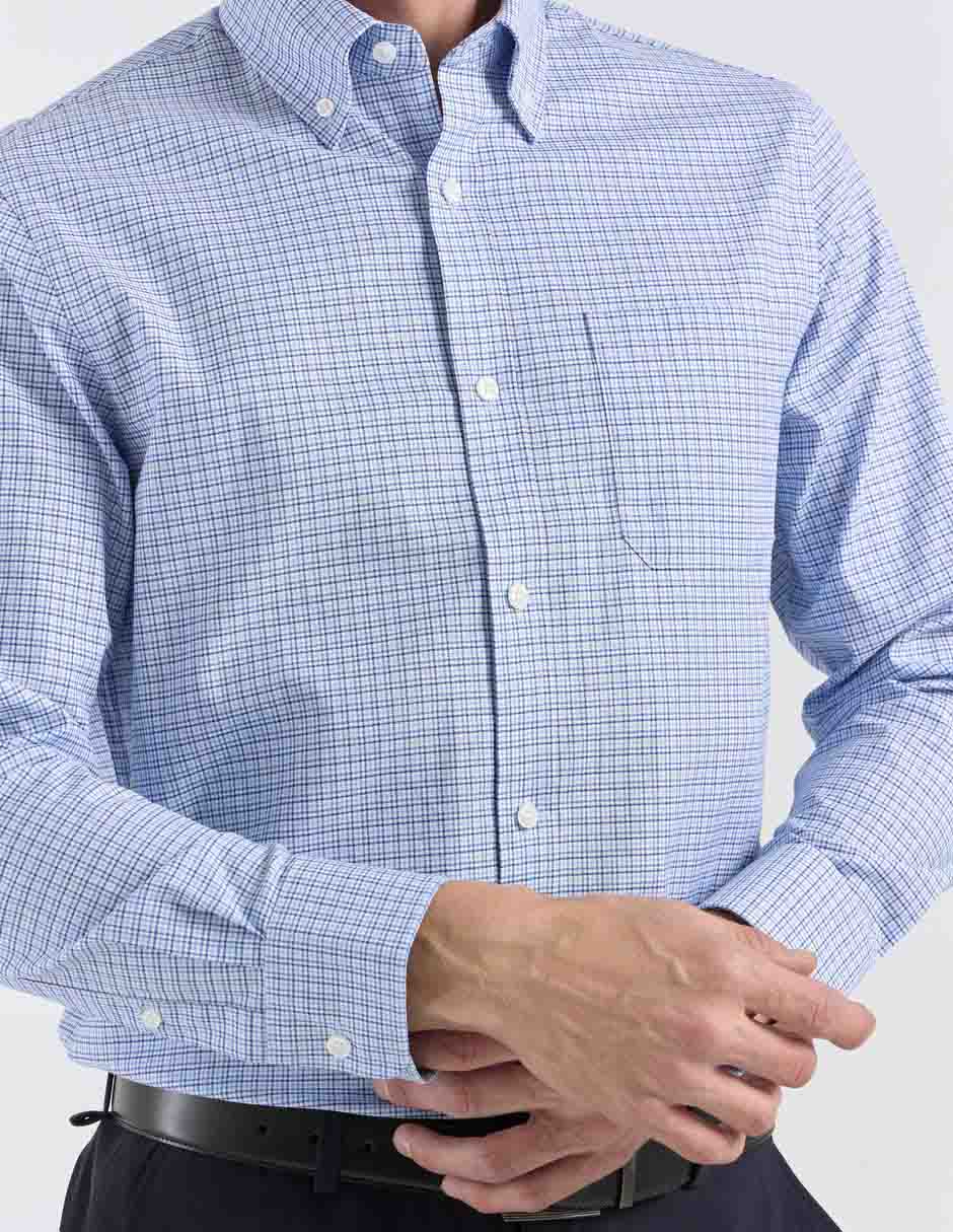 Camisa business casual Haggar de algodón manga larga para hombre