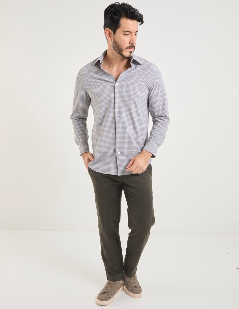 Camisa casual manga larga para hombre 6