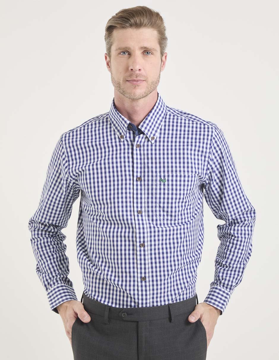 Camisa casual Ferrioni de algodón manga larga para hombre